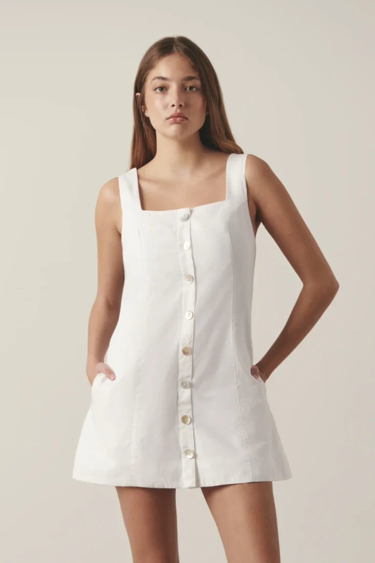 White Organic Cotton Shift Mini Dress