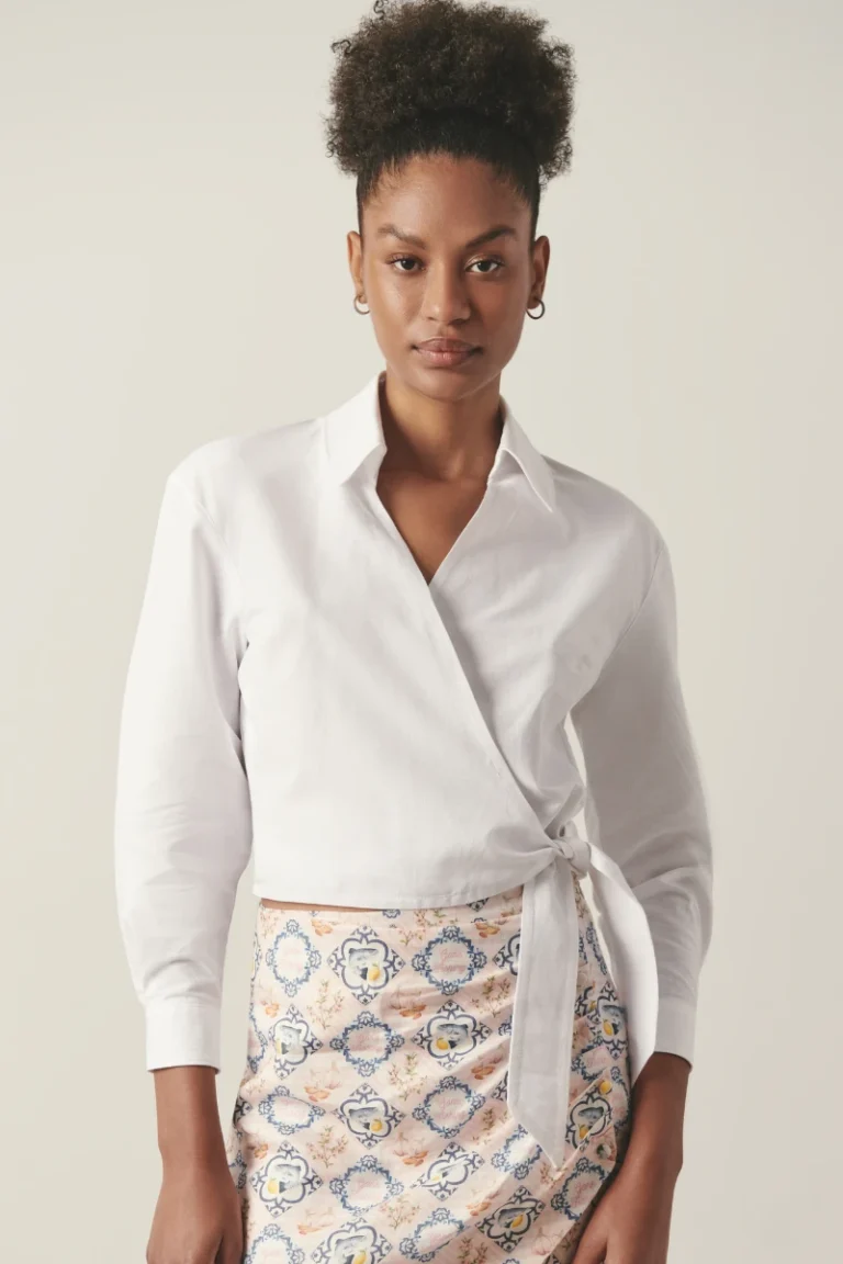 White Organic Cotton Wrap Shirt